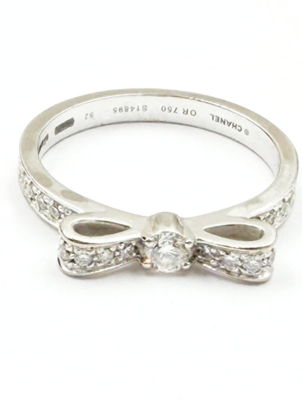 Chanel 18K 750 White Gold Ruben Ribbon Diamond Ring